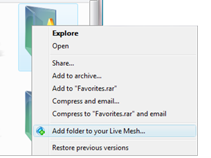 adding favorites to live mesh thumb