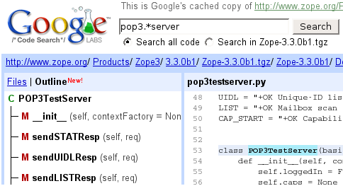 Google Code Search Outline Google Code Search Outline