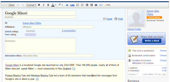 Google knol Editor Google knol Editor