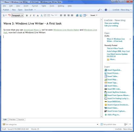 Windows Live Wave 3 Scénariste Windows Live Wave 3 Writer