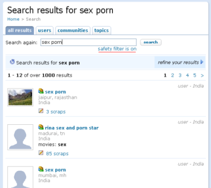 Orkut Safety Filter On Orkut Safety Filter On