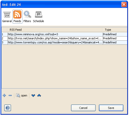 激流エピソードダウンフィードオプション Torrent Episode Downloader Feed Option