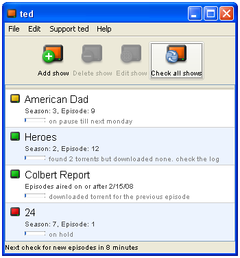 激流エピソードダウンスクリーン Torrent Episode Downloader Screen