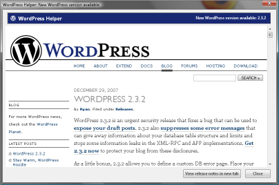 WordPress Helper Notification WordPress Helper Notification