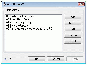 AutoRunner Configuration Screen