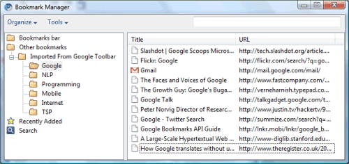 Kromium Bookmark Manager Chromium Bookmark Manager