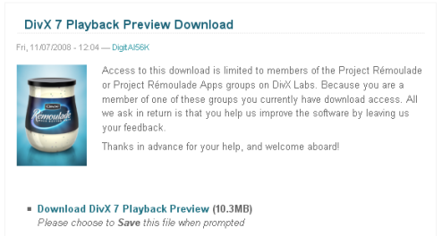 Download Free DivX 7.0 beta 1 Download Free DivX 7.0 beta 1