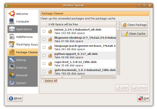 Ubuntu Tweak Package Cleaner Ubuntu Tweak Package Cleaner