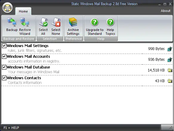 Static Windows Mail Backup Free