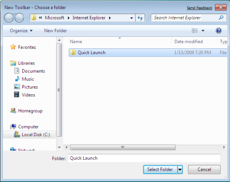 Add Quick Launch to Taskbar Add Quick Launch to Taskbar