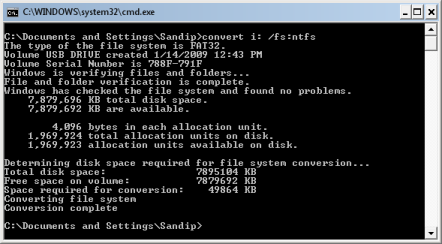 Convert USB Flash Drive FAT32 to NTFS