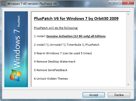 PlusPatch V6 for Windows 7 Beta 1