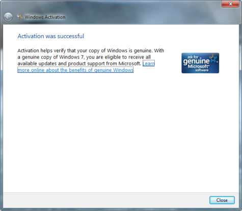 Windows 7 beta 1 Activation