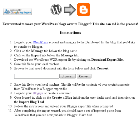 WordPress to Blogger