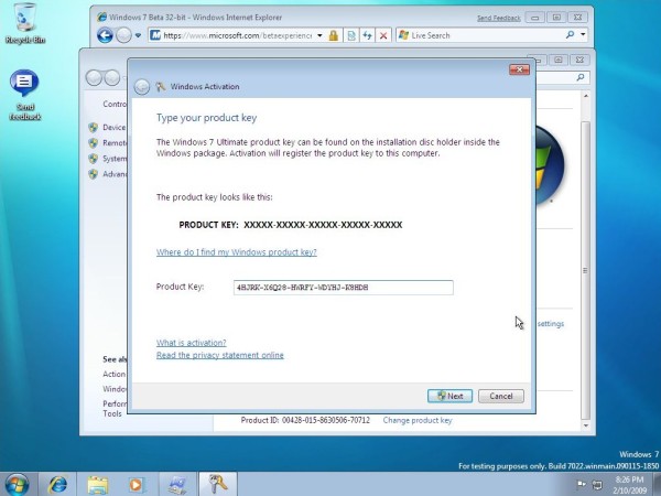 Activer la fuite de Windows 7 Build 7022 Activate Leaked Windows 7 Build 7022