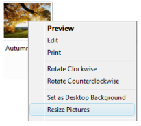 Image Resize Option in Right Click Context Menu