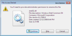 Rename shell32.dll UAC Prompt Rename shell32.dll UAC Prompt
