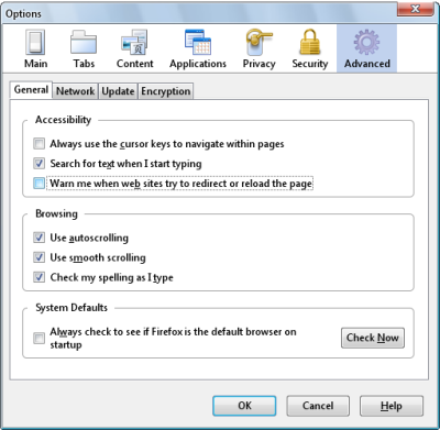 Nonaktifkan Firefox 3,5 Redirect Alert Disable Firefox 3.5 Redirect Alert
