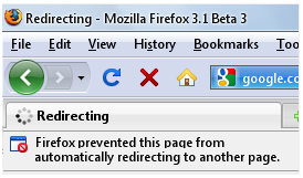 Firefox 3.5/3.1 Redirection Tanda Peringatan Firefox 3.5/3.1 Redirection Alert Warning