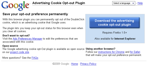 Google Advertising Cookie Opt-out Plugin Google Advertising Cookie Opt-out Plugin
