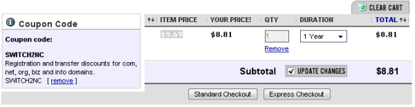 Namecheap coupon code in action Namecheap coupon code in action