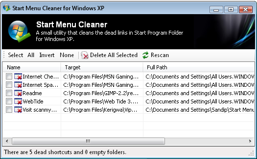 Start Menu Windows XP Untuk Cleaner Start Menu Cleaner For Windows XP