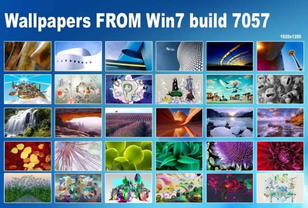 Download Windows 7 Build 7057 Wallpapers for XP and Vista(38.2 MB)