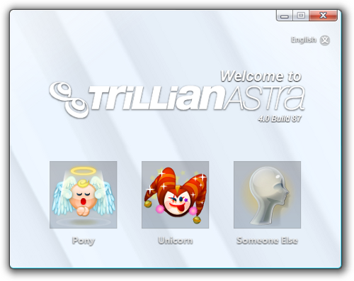 Trillian Astra Login Screen