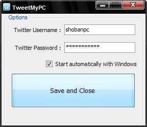 TweetMyPC Configuration TweetMyPC Configuration