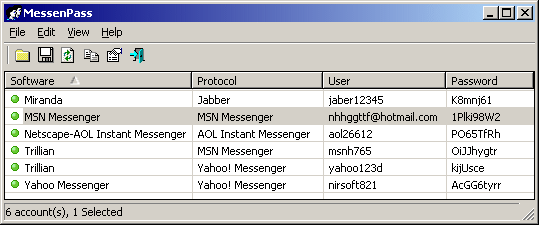 MessenPass Récupérez le mot de passe de messagerie instantanée MessenPass Recover Instant Messenger Password
