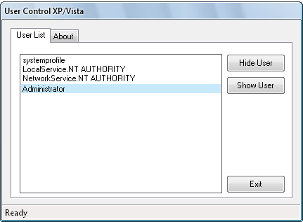 Pengguna Control XP Vista User Control XP Vista