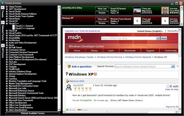 MSDN Forum Browser MSDN Forum Browser