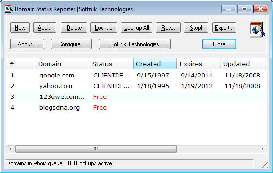 Domain Status Reporter Domain Status Reporter