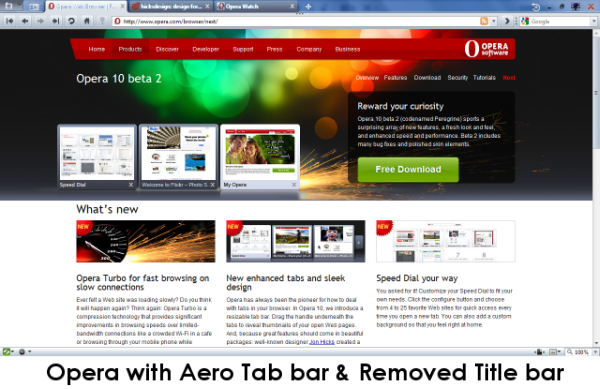 Opera Aero and No Titlebar Opera Aero and No Titlebar