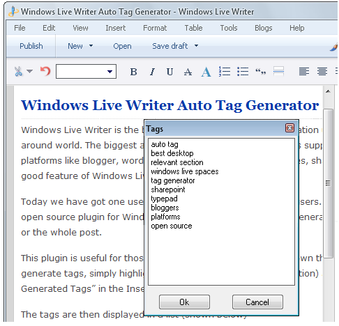 Windows Live Writer Auto Tag Generator Windows Live Writer Auto Tag Generator