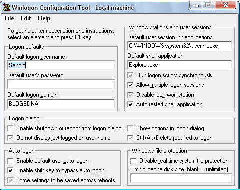 Winlogon Configuration Tool Winlogon Configuration Tool