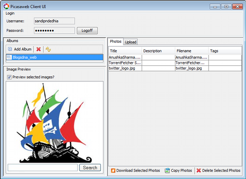 Picasaweb Client UI