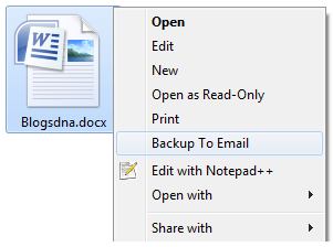 Backup To Email Option in Context Menu Backup To Email Option in Context Menu