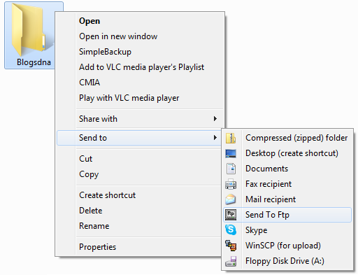 Send To Ftp Context Menu Option