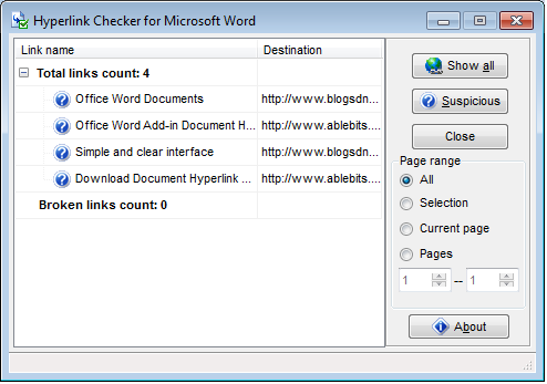 Document Hyperlink Checker Add-in Document Hyperlink Checker Add-in