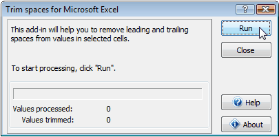Trim-Spaces Add-in For Office Excel 2007