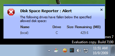 Low Disk Space Alert