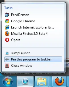 Pin JumpLaunch to Taskbar