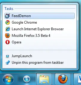 Windows 7 Quick Launch