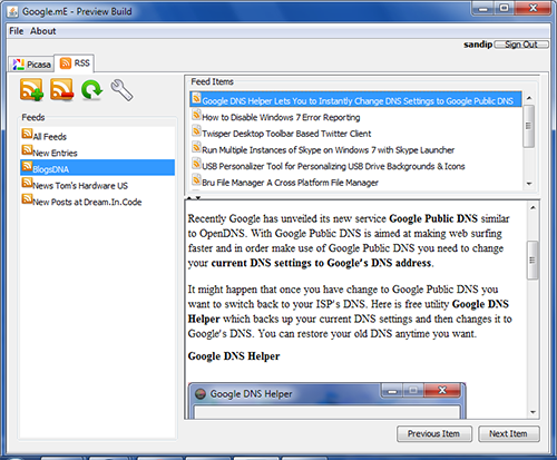 Google.mE Feed Reader