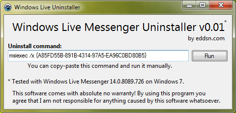 Windows Live Messenger Uninstaller