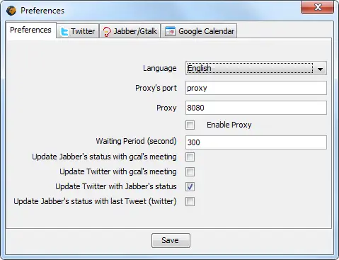 Jabber Twitter Bridge Preferences