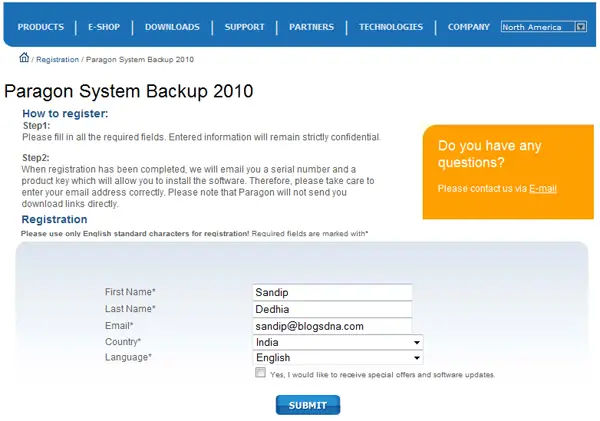 Paragon System Backup 2010 Promo