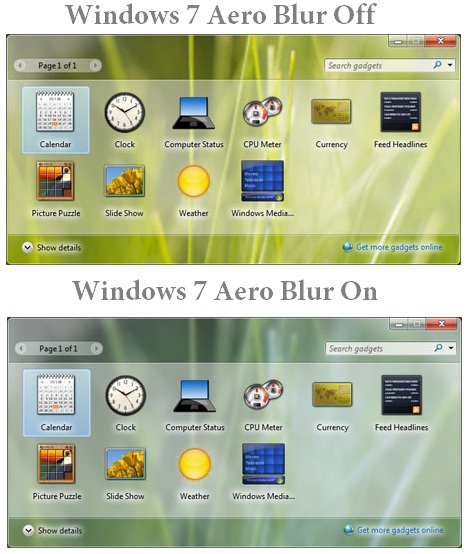 Windows 7 Aero Blur Tweaker