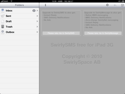 SwirlySMS free iPad 3G